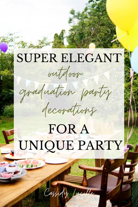 These are the best outdoor graduation party decorations for our upcoming backyard graduation party. I'm so excited to try out all of these awesome decor ideas! Elegant Grad Party Decorations, Group Graduation Party Ideas, Elegant Graduation Party Ideas, Spring Graduation Party, Middle School Graduation Party, Country Graduation Party, High School Graduation Party Themes, Outdoor Graduation Party Decorations, Graduation Party Table Decorations