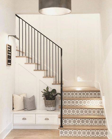 Stair Nook, تحت الدرج, Stairway Decorating, Cement Tile Shop, Tile Stairs, Transitional Decor Kitchen, Stair Case, Home Stairs Design, Interior Stairs