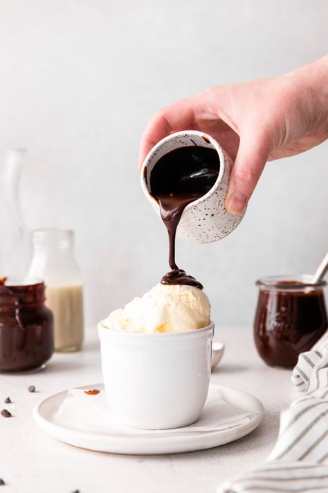 This homemade hot fudge sauce turns out perfect every time and is perfect for drizzling over your favorite ice cream. It's rich, fudgy, and packed full of chocolate flavor. You will love this recipe!