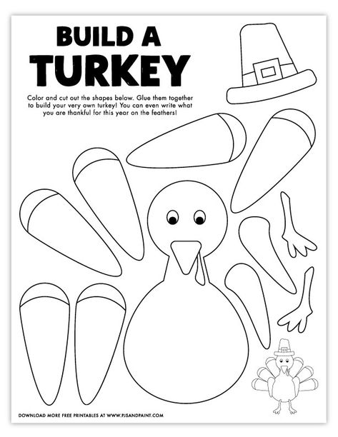 Free Printable Build a Turkey Coloring Page - Pjs and Paint Dinner Cabbage, Build A Turkey, Turkey Coloring, Thanksgiving Crafts Preschool, Thanksgiving Worksheets, Thanksgiving School, Dinner Family, Turkey Coloring Pages, November Crafts