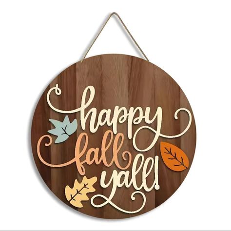 Circle Wood Signs, Hanging Sconces, Home Interiors And Gifts, Happy Autumn, Wooden Circle, Pumpkin Door Hanger, Victorian Wall, Fall Sign, Autumn Decorating