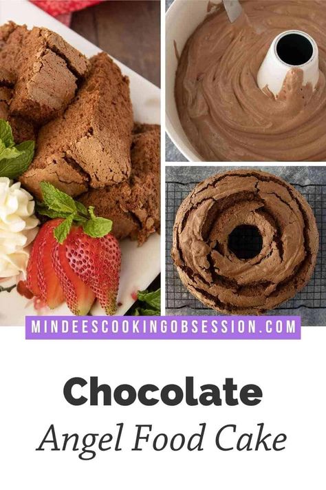 Chocolate Angel Food Cake Mix Recipes, Angel Cake Recipes, Chocolate Angel Food Cake Recipe, Recipes With Angel Food Cake, Angelfood Cake Desserts, Box Angel Food Cake Recipes, Angel Food Cake With Chocolate, Desserts From Scratch, Angelfood Cake