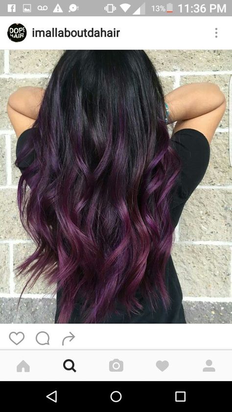 Cinnamon Hair, Dark Purple Hair, Purple Ombre Hair, Plum Hair, Purple Highlights, Long Dark Hair, Hair Color Purple, Ombre Hair Color, Hair Dye Colors