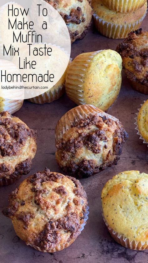 Cake Mix Bakery Muffins, Boxed Muffin Mix Recipes, Packaged Muffin Mix Recipes, Chocolate Chip Muffin Mix Ideas, Jiffy Baking Mix Muffins, Instant Muffin Mix Recipes, Oatmeal Muffin Mix Recipes, Boxed Muffin Mix Better, Box Muffin Mix Better