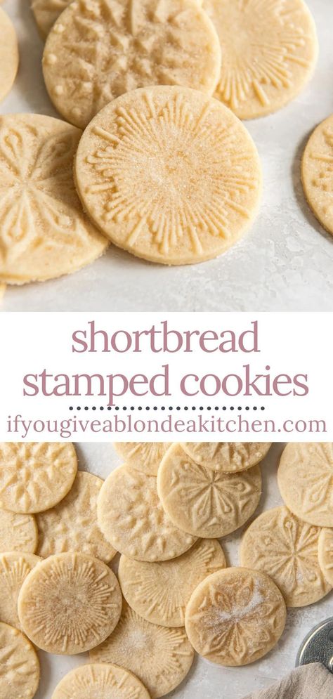 Shortbread Cookie Recipe Christmas, Stamp Cookies Recipe, Molded Cookie Recipe, Best Shortbread Cookie Recipe, Stamped Cookies, Easy Shortbread Cookie Recipe, Best Shortbread Cookies, Making Sugar Cookies, Homemade Shortbread