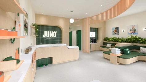 Toronto welcomes membership-based veterinary hospital Pet Store Design, Pet Store Ideas, Hospital Waiting Room, Waiting Room Design, Hospital Interior Design, Pet Vet, Hospital Design, Vet Clinics, Pet Clinic