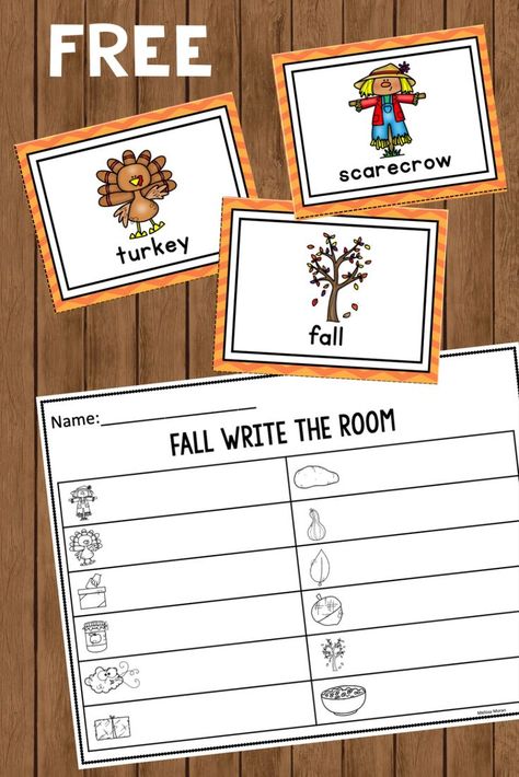 Fall Writing Activities Preschool, Fall Writing Kindergarten, Fall Write The Room, November Writing Activities, Fall Reading Activities, Fall Kindergarten Crafts, Fall Literacy Centers, Fall Writing Activities, Thanksgiving Classroom Activities