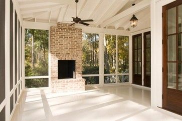 Screened porch Porch Kits, Traditional Porch, Porch Fireplace, Building A Porch, Enclosed Porches, Home Improvement Loans, House With Porch, Porch Design, Screened In Porch