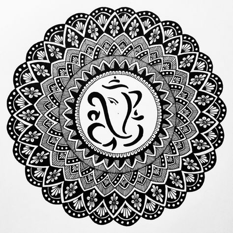 Ganesha is considered to be the Lord of Letters and Learning. Mandala Art With Ganesha, Ganesh Drawing Mandala, Lord Ganesh Mandala Art, Mandala Drawing Of Ganesha, Latest Mandala Art Designs, Ganesh Mandala Art Easy, Mandala Ganesha Art, Lord Ganesha Mandala Art, Ganpati Mandala Art