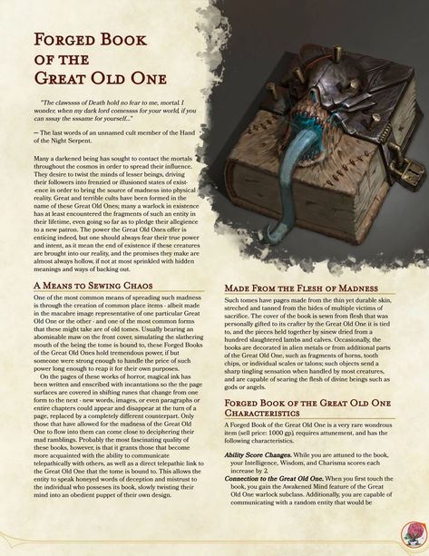 Dnd Lovecraft, Dnd Feats, Dnd Subclasses, Great Old One, Dnd 5, Homebrew Items, Dnd Magic, Dnd Homebrew, Dnd Items