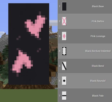 Minecraft Flag Design Pink, Cute Pink Minecraft Banners, How To Make A Bunny Banner In Minecraft, Minecraft Sign Board Design, Aesthetic Minecraft Block Combinations, Hello Kitty Minecraft Banner, Cherry Blossom Banner Minecraft, Ghost Banner Minecraft, Moon Banner Minecraft