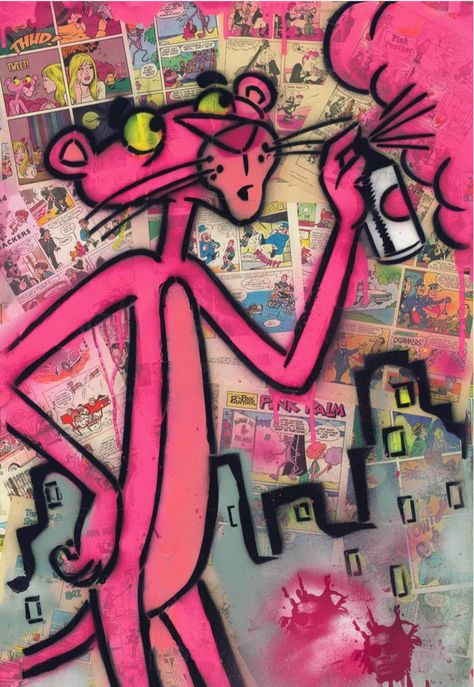 Stencil Street Art, The Pink Panther, Graffiti Doodles, Graffiti Style Art, Spray Paint Art, Graffiti Painting, Graffiti Wallpaper, Street Graffiti, Graffiti Wall Art