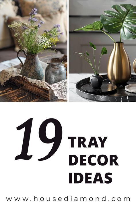 19 Ways to Style Trays in Your Home Decor Decorative Tray Coffee Table, Using Trays In Home Decor, How To Style An Ottoman Tray, Display Tray Ideas, Tray Decor For Dining Table, Decorative Table Tray, Gold Tray Decor Living Room, Round Trays On Coffee Tables, How To Decorate An Ottoman Tray