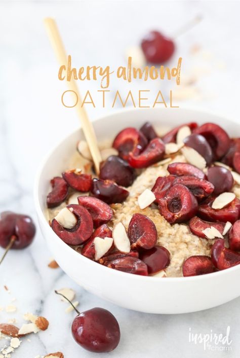 Almond Oatmeal, Cherry Oatmeal, Brown Sugar Bacon, Canned Cherries, Cherry Almond, Healthy Oatmeal, Oatmeal Breakfast, Fresh Cherries, Breakfast On The Go