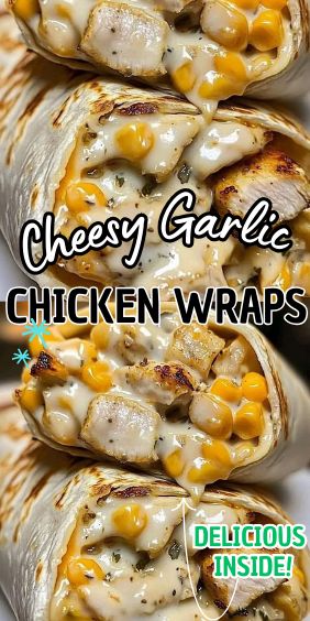 Cheesy Garlic Chicken Wraps Garlic Cheesy Chicken Wraps, Garlic Chicken Wrap Recipes, Cheesy Chicken Wraps Recipes, Cheesy Garlic Wraps, Cheesy Chicken Garlic Wrap, Chicken Wrap Recipes Tortillas, Garlic Chicken Wraps, Supper Recipes With Chicken, Cheese Garlic Chicken Wraps