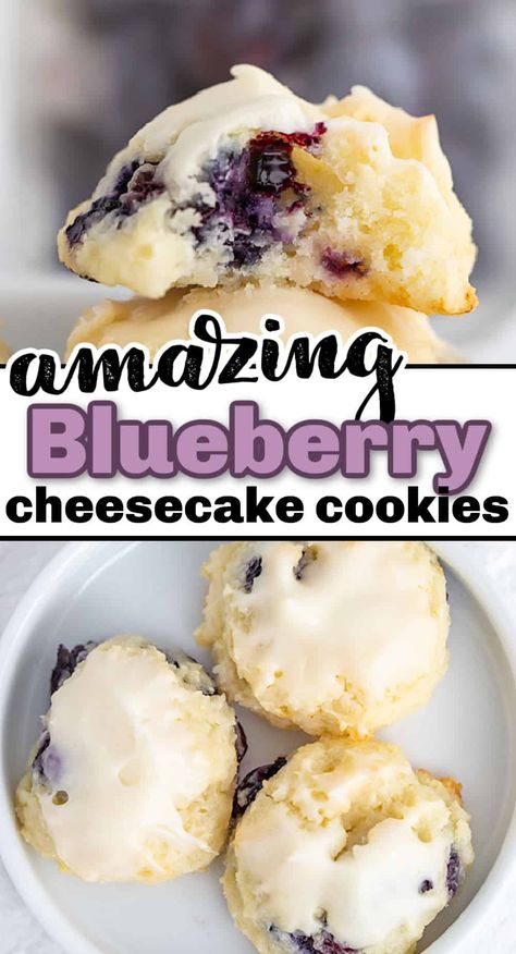 Summer Cookies Recipes, Lemon Cheesecake Cookies, Blueberry Cheesecake Cookies, Blueberry Cookies Recipes, Lemon Blueberry Cookies, Cheese Cookies Recipe, Blueberry Desserts Recipes, Summer Cookie, Blueberry Cookies