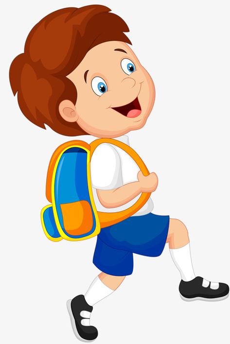 Bus Crafts, Kids Going To School, Student Cartoon, School Frame, School Cartoon, School Wall Art, School Painting, School Clipart, Cartoon Boy