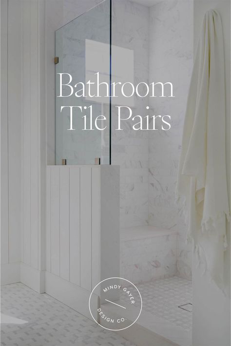 Today on the blog, we're sharing bathroom tile pairings in a range of colors and styles to help guide your next bathroom remodel! If you've been in search of bathroom tile combinations or the best bathroom tiles for walls and floors, this post is for you. Head to our blog to see all of our bathroom tile design ideas! Bathroom Tile Bathtub, How To Mix Tiles In Bathroom, Porcelanosa Bathroom Tiles Inspiration, Coordinating Bathroom Tiles, Bathroom Tile Combinations Design Trends 2023, Primary Bathroom Tile Ideas, Bathroom Tiles Design Ideas Patterns, Master Shower Tile Combinations, Floor And Shower Tile Combos