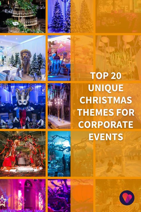 Unusual Christmas Themes, Corporate Holiday Event Decor, Christmas 2024 Themes, Company Christmas Party Ideas Events, Christmas Theme Event, Christmas Decorating Themes Office, Christmas Theme For Office, Company Christmas Party Decor Ideas, Unique Christmas Themes Ideas