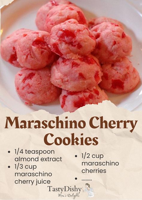 • 1/2 cup (1 stick) unsalted... - Mom's Flavorful Bites Maraschino Cherry Cookies, Maraschino Cherries Recipes, Archway Cookies, Cherry Cookies Recipes, Cherry Cookies, Candy Truffles, Buy Cookies, Christmas Cookies Easy, Almond Cookies