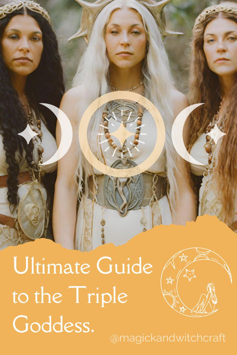 Have you ever wondered about the mystical and enchanting concept of the Triple Goddess in Wiccan traditions? The Maiden, the Mother, and the Crone - these three archetypes represent the ever-changing phases of life and the profound connection between women and the cycles of the Moon. #triplegoddess #wicca #paganism #pagan #witchcraft #triplemoon #wiccan #witch Maid Mother Crone, Celtic Triple Goddess, Maiden Mother Crone Meaning, High Priestess Symbol, Three Moon Goddess, Triple Goddess Tattoo, Wiccan Traditions, Mother Maiden Crone, Cycles Of The Moon