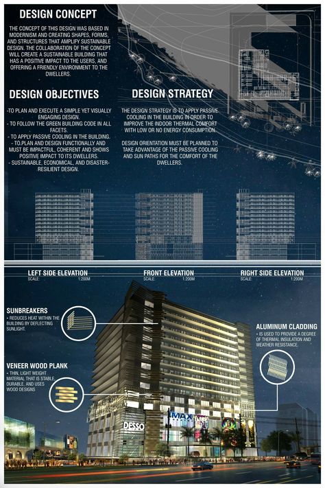 Concept For Mixed Use Building, Mixed Used Building Concept, Mixed Use Building Concept, High Rise Building Concept, Mixed Use Building Concept Architecture, Architecture Design Poster, Sheet Composition, International Style Architecture, Mixed Use Building