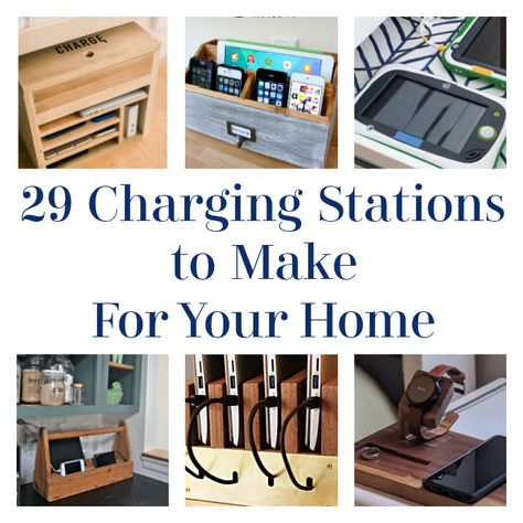 29 Charging Stations to Make For Your Home Couch Charging Station, Family Charging Station Ideas Diy, Creative Charging Station Ideas, Multiple Device Charging Station, Diy Device Charging Station, Garage Charging Station Diy, Electronic Charging Station Ideas, Cell Phone Charging Station Diy, Kitchen Charging Station Ideas