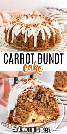 This is not your ordinary carrot cake recipe. Carrot Bundt Cake is wrapped around a cheesecake filling and covered with cream cheese frosting. It makes an impressive centerpiece for any dessert table! Carrot Cake In A Bundt Pan, Bundt Carrot Cake Recipes From Mix Boxes, Carrot Cake Recipe Bundt Pan, Best Bundt Cake Recipes Moist, Fall Deserts Ideas, Bundt Cake Recipes From Mix Boxes, Christmas Carrot Cake, Cheesecake Bundt Cake, Carrot Cake Bundt