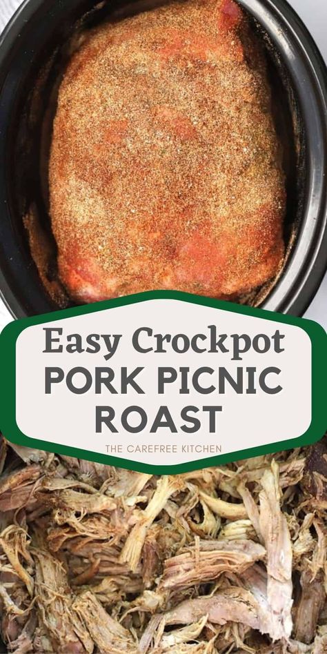 Picnic Pork Roast, Tender Pork Roast, Barbecue Pork Roast, Bbq Pork Roast, Pork Roast Crock Pot Recipes, Pork Picnic, Pulled Pork Roast, Picnic Roast, Crockpot Roast Recipes