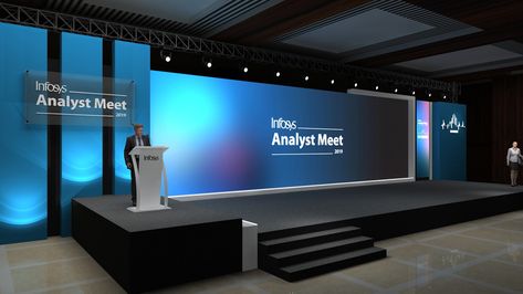 MOM for Infosys Analytics Investors Meet - 2019 on Behance Stage Conference Design, Stage Design Ideas Creative, Event Entrance Design, Conference Stage, Stage Backdrop Design, Desain Ux, House Front Wall Design, Church Building Design, Event Entrance