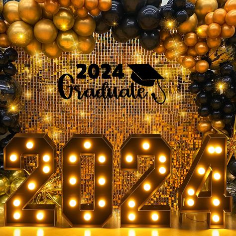 PRICES MAY VARY. 🎓GIANT GRADUATION DECORATION - The 2ft giant letter mosaic frame is the ideal decoration for a party. This unique decoration will light up your graduation party and is available in black and white. It's a perfect combination of photo backdrops and graduation party decorations. 🎓PACKAGE INCLUDES - You will receive the black marque numbers 2024 for graduation party decor containing the pre-cut frames, 4 sets of corresponding light bulbs, along with installation instructions, you