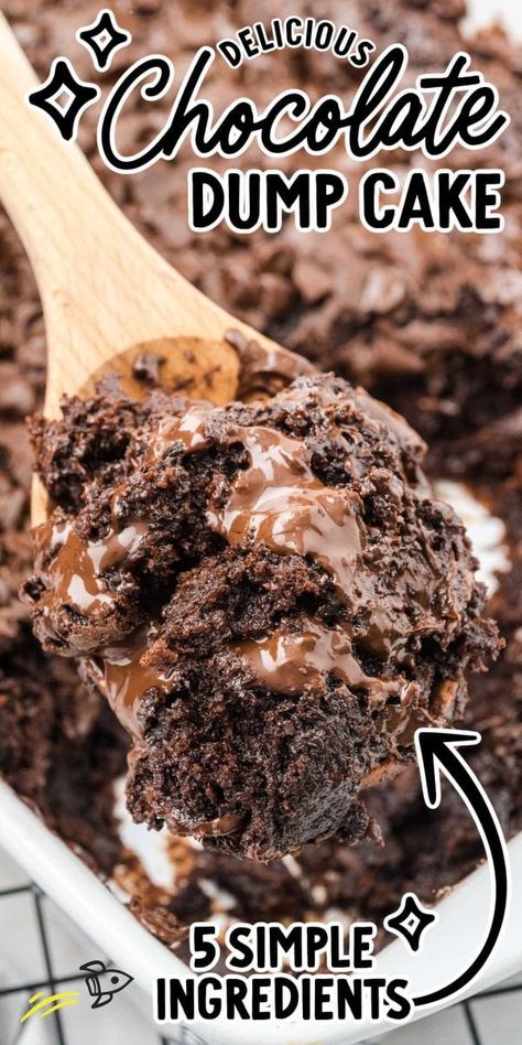 Chocolate Dump Cake Simple Deserts, Baking Knowledge, Dump Cake Recipes Chocolate, Chocolate Dump, Drippy Cakes, Chocolate Cake Mix Recipes, Cherry Dump Cake Recipe, Chocolate Dump Cake, Easy Dump Cake Recipe