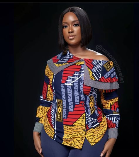 Ankara Tops Blouses, African Tops For Women, African Blouses, Ankara Tops, African Tops, African Print Tops, African Print Dress Designs, African Fashion Ankara, African Fashion Modern