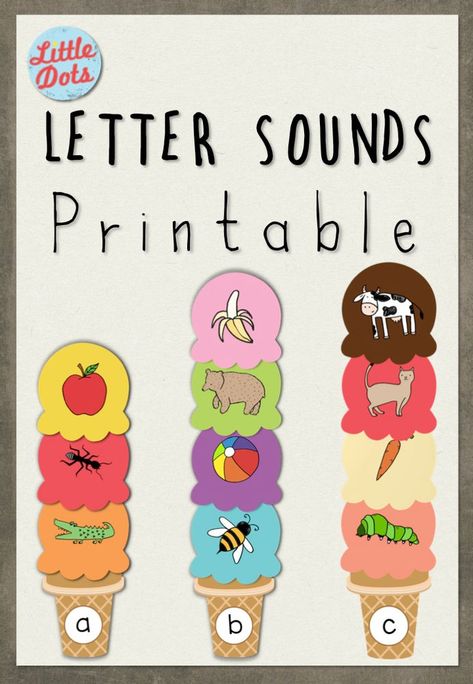 Free Ice Cream Letter Sounds Printable Letter Sounds Preschool, Teaching Letter Sounds, Letter Sound Activities, Letter Fonts, Worksheets For Preschool, Preschool Literacy, Teaching Letters, Preschool Letters, Letter Activities