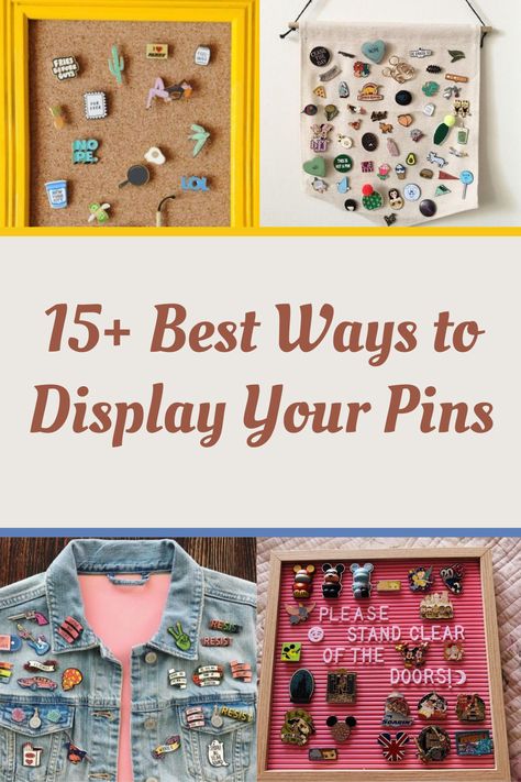 15+ Best Ways to Display Your Pins What To Do With Pins And Buttons, Selling Enamel Pins, Award Pin Display Ideas, Collector Pin Display Ideas, Diy Pin Holder Display, Hat Pin Display Ideas, Pin Collection Storage, Brooch Collection Display, Places To Put Enamel Pins