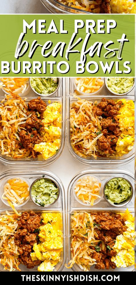 Breakfast Burrito Bowl, Healthy Burrito Bowl, Healthy Breakfast Meal Prep, Prep Breakfast, High Protein Meal Prep, Breakfast Prep, Healthy High Protein Meals, Healthy Lunch Meal Prep, Breakfast Burrito