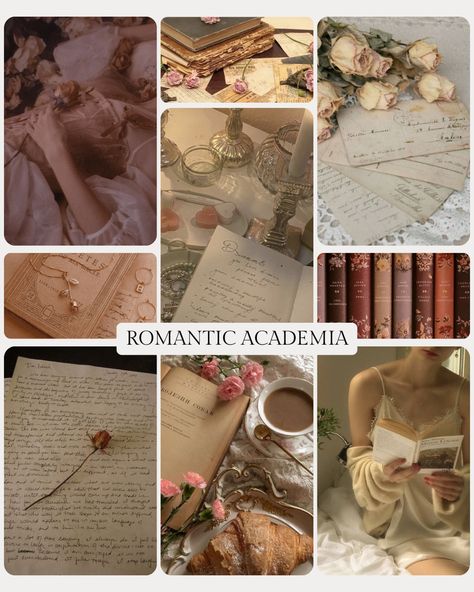 Pink Academy Aesthetic, Light Romantic Aesthetic, Romantic Academia Bedroom Aesthetic, Pink Light Academia Aesthetic, Romance Academia Aesthetic Outfit, Romantic Academia Style, Modern Romantic Aesthetic, Romantic Academia Color Palette, Romantic Academia Aesthetic Room