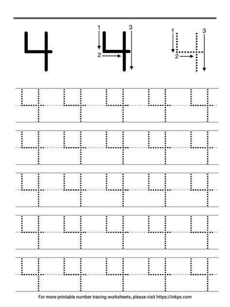 4 Worksheets Preschool, Number 4 Tracing Worksheet, Number 4 Worksheets For Preschool, Number 4 Worksheet, Number Tracing Worksheets, Letter A Coloring Pages, Tracing Worksheets Free, Free Printable Numbers, Number Formation