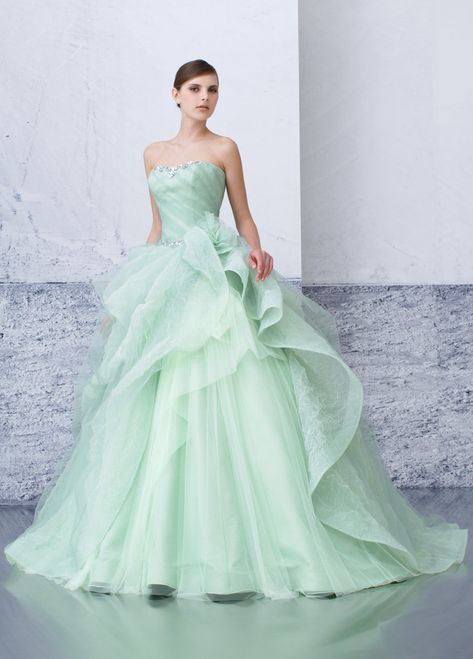 Fioretti - Wedding Dress Green Wedding Dresses, Pastel Dress, Designer Dresses Indian, Gorgeous Gowns, Ball Gown Wedding Dress, Beautiful Gowns, Ball Dresses, Fancy Dresses, Dream Dress