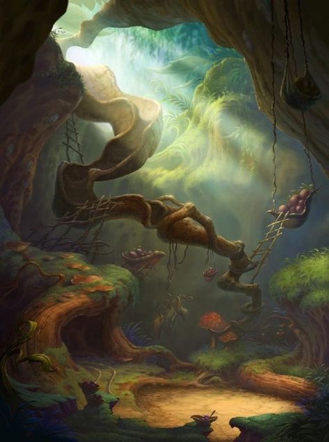 Pixie Hollow Concept Art, Disney Forest Background, Disney Fairies Books, Disney Fairies Aesthetic, Disney Fairies Wallpaper, Disney Fairies Art, Fairy Magic Mystical Forest, Pixie Hollow Aesthetic, Fairy Jungle