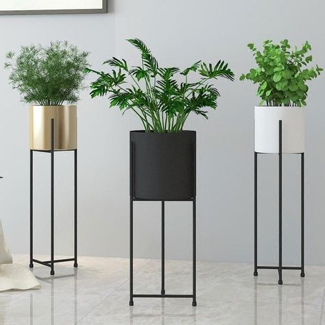 Tall Plant Stands, Pot Art, Support Pour Plante, Modern Plant Stand, Living Room Plants, Metal Plant Stand, Plant Decor Indoor, Plant Stand Indoor, Standing Shelves