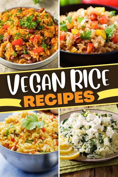 Vegetarian Rice Recipes Easy, Easy Vegetarian Rice Bowls, Wfpb Rice Recipes, Vegan Rice Bowl Recipe, Vegan Rice Dishes Dinners, Vegan Beans And Rice, Vegetarian Rice Bowl Recipe, Easy Vegan Dishes, Vegan Rice Recipes