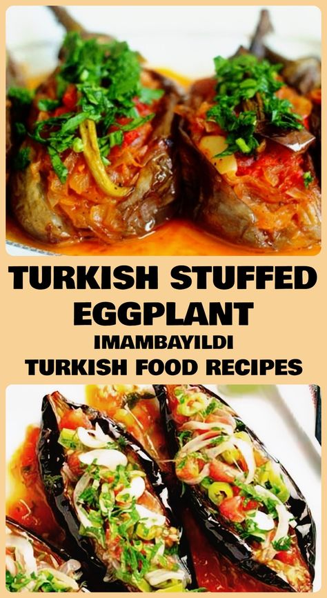 IMAM BAYILDI RECIPE - TURKISH VEGETABLE STUFFED EGGPLANT Turkish Eggplant Recipes, Imam Bayildi Recipe, Imam Bayildi, Turkish Vegetables, Beautiful Vegetables, Turkish Recipe, Turkish Dishes, Tasty Vegetables, Turkey Today