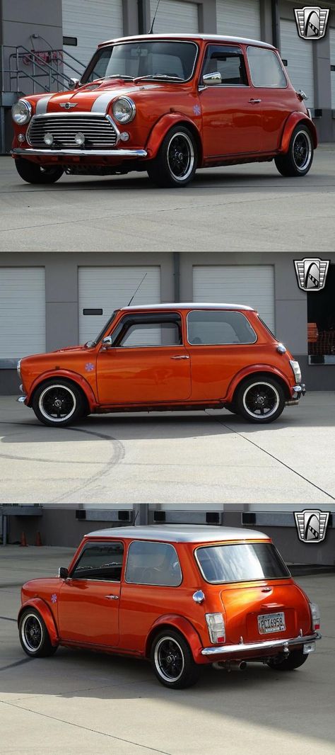 1972 Austin Mini Cooper Mini Cooper Vintage, Mini Cooper Aesthetic, Vintage Mini Cooper, Old Mini Cooper, Classic Mini Cooper, Austin Mini Cooper, Mini Cooper Custom, Mini Cooper Classic, Metallic Orange