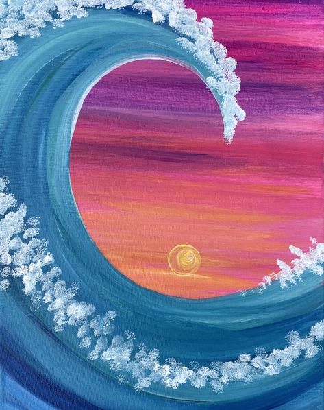 IMG_0075 Painting Ideas Ocean Sunset, Fun Simple Painting Ideas, Beach Theme Canvas Painting, Tropical Painting Ideas Easy, Painting On Tiny Canvas, Easy Painting Ideas Beach, Ocean Themed Paintings Easy, Cute Beach Paintings Easy, Summer Painting Ideas On Canvas Easy