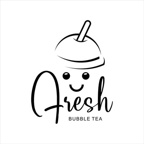 Logo Boba, Bubble Tea Logo, Label Minuman, Boba Logo, Cute Mascot, Food Logo Design Inspiration, Bottle Logo, Bubble Tea Boba, Tea Logo