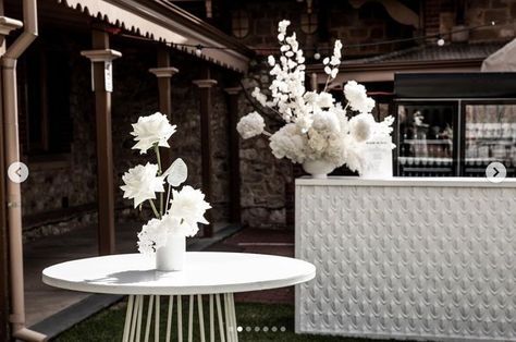 White Modern Wedding, White Cocktail Tables, Table Floral Arrangements, Hotel Flowers, Unique Wedding Flowers, All White Wedding, Winter Wonderland Wedding, White Wedding Flowers, Wedding Arrangements