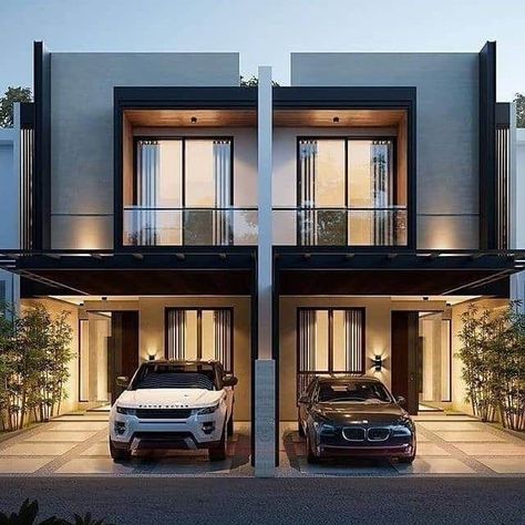 40 Top Beautiful Exterior House Designs ideas - Engineering Discoveries Modern Row House Design, Duplex Exterior, Row House Design, Small Apartment Building, Narrow House Designs, Loft House Design, Townhouse Exterior, Beautiful Exterior, Modern Townhouse