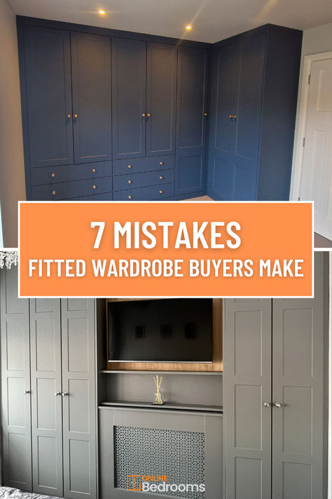 Make sure to avoid these 7 common mistakes that we see people make when buying fitted wardrobes. Wardrobe Near Door, Closet Cabinets Wardrobes, Bedroom Ideas Built In Wardrobe, Where To Put Wardrobes In Bedroom, Bedroom Custom Cabinets Built Ins, Bedroom Full Wall Closet, In Built Wardrobe Ideas, Built In Bedroom Wardrobe Ideas, Fitted Corner Wardrobes