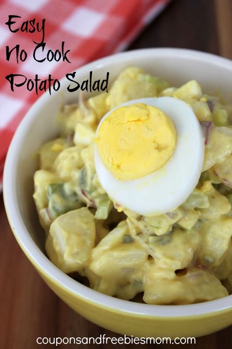 Easy No Cook Potato Salad Can Potatoes Recipes, Easy Salads To Make, Barbecue Side Dishes, Canned Potatoes, Easy Potato Salad, No Cook, Potato Salad Recipe, Memorial Weekend, Picnic Ideas